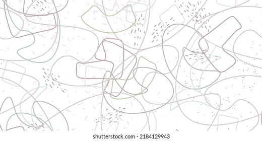 Chaotic Artistic Seamless Pattern. Surface Textile. Creative Vector Background. Fashion Concept. Irregular Print. One Line Doodle Drawing. Simple Texture. Swirls Curved Elements. Vector Illustration.