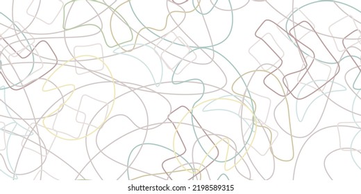 Chaotic Artistic Seamless Pattern. Surface Textile. Creative Vector Background. Fashion Concept. Irregular Print. One Line Doodle Drawing. Simple Texture. Swirls Curved Elements. Vector Illustration.