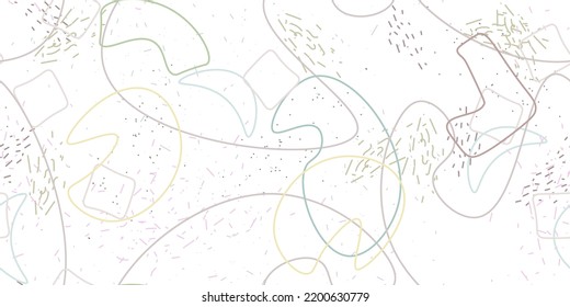 Chaotic Artistic Seamless Pattern. Surface Textile. Creative Vector Background. Fashion Concept. Irregular Print. One Line Doodle Drawing. Simple Texture. Swirls Curved Elements. Vector Illustration.