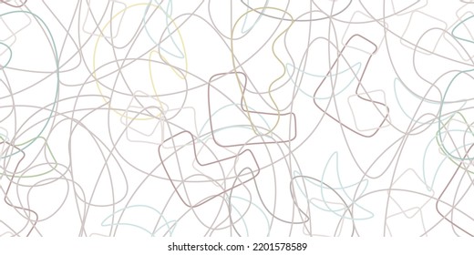 Chaotic Artistic Seamless Pattern. Surface Textile. Creative Vector Background. Fashion Concept. Irregular Print. One Line Doodle Drawing. Simple Texture. Swirls Curved Elements. Vector Illustration.