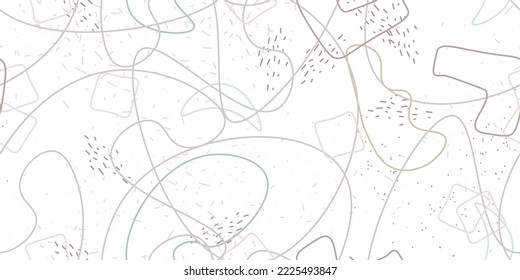 Chaotic Artistic Seamless Pattern. Surface Textile. Creative Vector Background. Fashion Concept. Irregular Print. One Line Doodle Drawing. Simple Texture. Swirls Curved Elements. Vector Illustration.