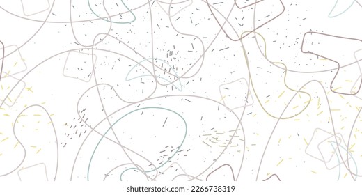 Chaotic Artistic Seamless Pattern. Surface Textile. Creative Vector Background. Fashion Concept. Irregular Print. One Line Doodle Drawing. Simple Texture. Swirls Curved Elements. Vector Illustration.