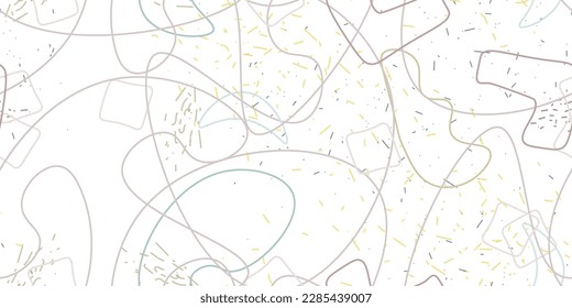 Chaotic Artistic Seamless Pattern. Surface Textile. Creative Vector Background. Fashion Concept. Irregular Print. One Line Doodle Drawing. Simple Texture. Swirls Curved Elements. Vector Illustration.