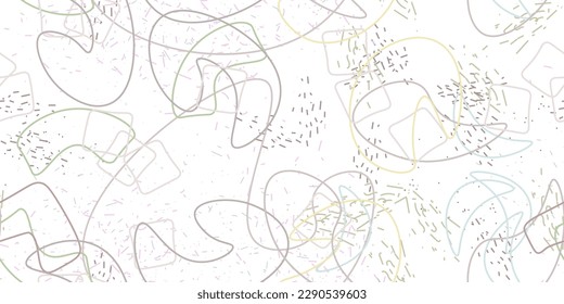 Chaotic Artistic Seamless Pattern. Surface Textile. Creative Vector Background. Fashion Concept. Irregular Print. One Line Doodle Drawing. Simple Texture. Swirls Curved Elements. Vector Illustration.