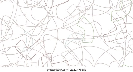 Chaotic Artistic Seamless Pattern. Surface Textile. Creative Vector Background. Fashion Concept. Irregular Print. One Line Doodle Drawing. Simple Texture. Swirls Curved Elements. Vector Illustration.