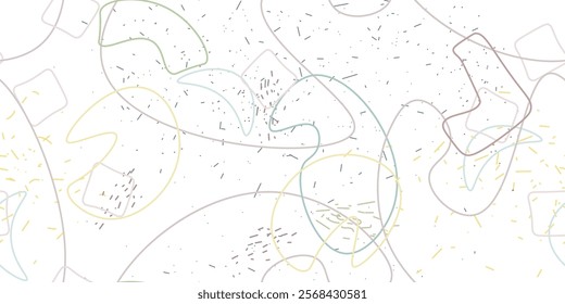 Chaotic Artistic Seamless Pattern. Surface Textile. Creative Vector Background. Fashion Concept. Irregular Print. One Line Doodle Drawing. Simple Texture. Swirls Curved Elements. Vector Illustration.