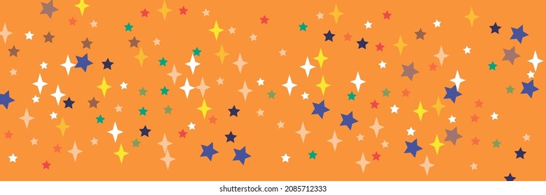 Chaotic Azure Vibrant Orange Indigo Violet Stars Stars Pattern. Yellow Sea Print Multicolor White Lavender Red Pastel Sky Background. Vivid Colorful Green Turquoise Blue Pink Bright Design Pic.
