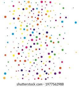 Chaotic background with irregular dots, confetti, circles of different colors. Vector illustration with bright colored spots. Template for congratulations. 
