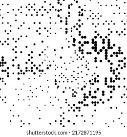 Chaotischer Hintergrund mit unregelmäßigen Punkten, Punkten, Kreise in Schwarz. Vektorgrafik mit Überschriften verschiedener Größen.