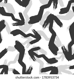 Flechas negras caóticas aisladas sobre fondo blanco. Patrón geométrico sin soldadura. Ilustración gráfica plana vectorial a mano. Textura.