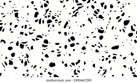 Chaotic black spots on a white background, grunge background