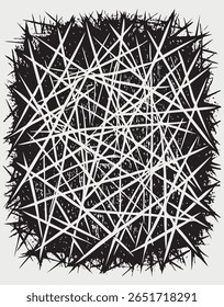 Chaotic Black and White Abstract Texture with Sharp Lines