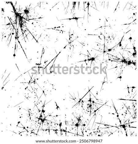 Chaotic Black and White Abstract Texture with Sharp Streaks and Splatter