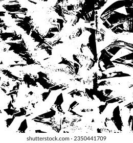 Fondo negro y blanco caótico de manchas de suciedad, rachas, polvo