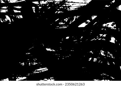 Chaotic black and white grunge background of dirt spots, streaks, dust