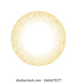 Chaotic bridal backdrop. Gold confetti. Isolated golden dust particles.  Vector round bokeh. Abstract iridescent background. Geometric anniversary illustration. Birthday card with metallic texture.