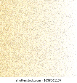 Chaotic bridal backdrop.  Vector round bokeh. Abstract iridescent background. Birthday card with metallic texture. Gold confetti. Isolated golden dust particles. Geometric anniversary illustration.