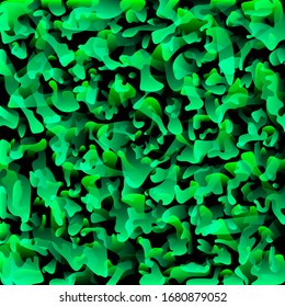El caótico resplandor en la oscuridad de puntos y toques de colores verdes.