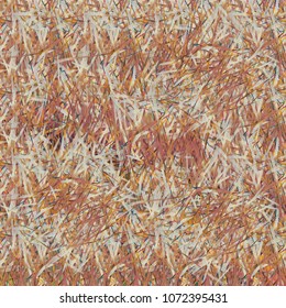 Chaotic brush mixed freehand strokes like savanna dry grass or animal fur. Distressed texture of natural colored fox, dog, cat, bear, wolf skin with fur.