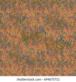 Chaotic brush mixed freehand strokes like savanna dry grass or animal fur. Distressed texture of natural colored fox, dog, cat, bear, wolf skin with fur.