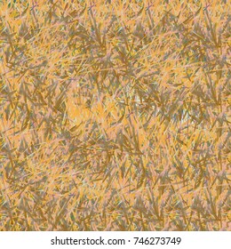 Chaotic brush mixed freehand strokes like savanna dry grass or animal fur. Distressed texture of natural colored fox, dog, cat, bear, wolf skin with fur.