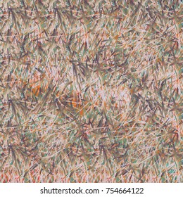 Chaotic brush mixed strokes like savanna dry grass or animal fur. Distressed texture of natural colored fox, dog, cat, bear, wolf skin with fur.