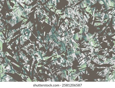 Chaotic camouflage backdrop in gren-grey tonality for covers or fabrics. Abstract forest motifs for business concepts, covers, interior solutions, tiles, prints, dynamic posters, textiles, wallpapers