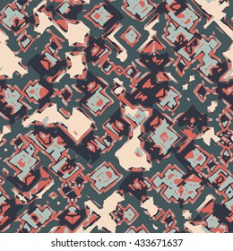 Chaotic checkers - vector seamless pattern