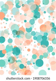 Chaotic circle shapes pattern. Light turquoise and beige circle elements geometric scatter. Contemporary orbicular mosaic vector poster backdrop.