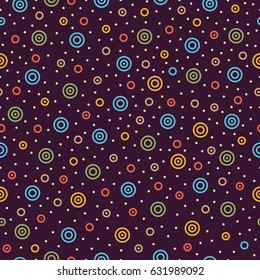 Chaotic Circle, sphere, oval of swatches memphis seamles pattern. Fashion 80-90s. Geometric Abstract Background mosaic textures.