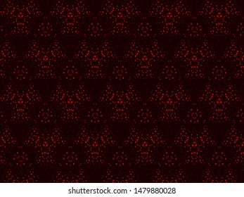Chaotic circles on black background. Vector illustration surprise. Patten elements of your design. Red elegant trendy pattern for paper packaging, greeting card, banner, invitation, postcard.