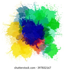 Chaotic colorful dabs, abstract background. Vector element for your design.