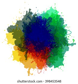 Chaotic colorful dabs, abstract background. Vector element for your design.
