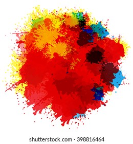Chaotic colorful dabs, abstract background. Vector element for your design.