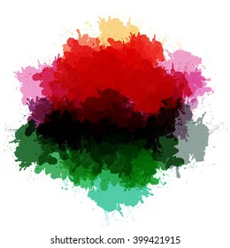 Chaotic colorful dabs, abstract background. Vector element for your design.