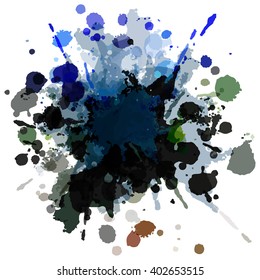 Chaotic colorful dabs, abstract background. Vector element for your design.