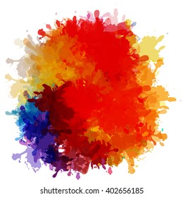 Chaotic colorful dabs, abstract background. Vector element for your design.