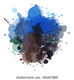 Chaotic colorful dabs, abstract background. Vector element for your design.
