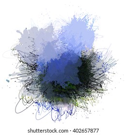 Chaotic colorful dabs, abstract background. Vector element for your design.