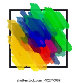 Chaotic colorful dabs, abstract background. Vector element for your design.