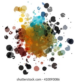 Chaotic colorful dabs, abstract background. Vector element for your design.