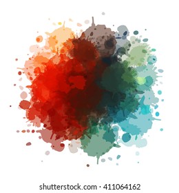 Chaotic colorful dabs, abstract background. Vector element for your design.