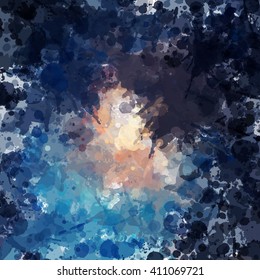 Chaotic colorful dabs, abstract background. Vector element for your design.