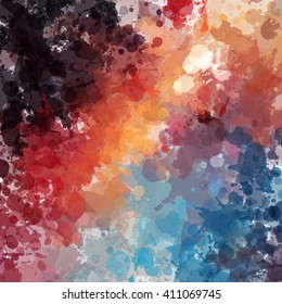 Chaotic colorful dabs, abstract background. Vector element for your design.