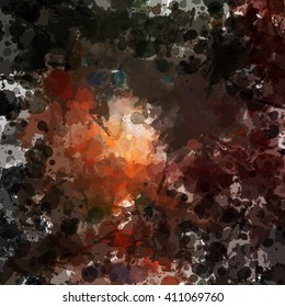 Chaotic colorful dabs, abstract background. Vector element for your design.