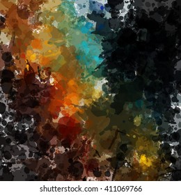 Chaotic colorful dabs, abstract background. Vector element for your design.