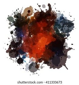 Chaotic colorful dabs, abstract background. Vector element for your design.