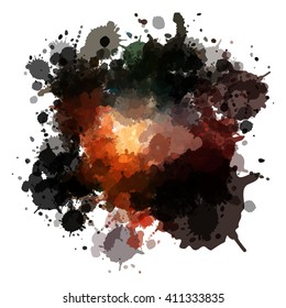 Chaotic colorful dabs, abstract background. Vector element for your design.