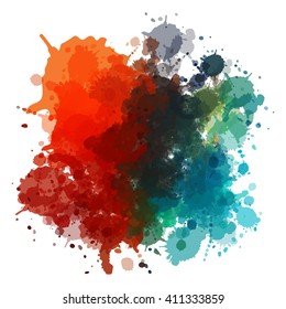 Chaotic colorful dabs, abstract background. Vector element for your design.