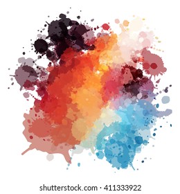 Chaotic colorful dabs, abstract background. Vector element for your design.